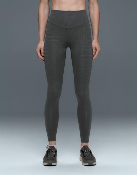 OYSHO leggings a vita alta alla caviglia a pied de poule grigie - view 1