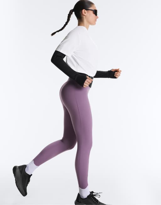 OYSHO - Leggings alla caviglia da 65 cm a vita alta viola a compressione con tasca, 4 di 4