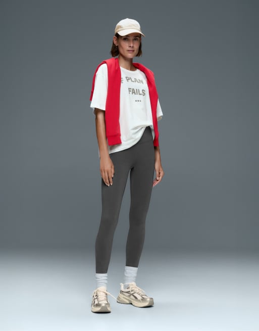 OYSHO Leggings aus Baumwollmix mit hohem Bund in Anthrazitgrau, 2 von 7