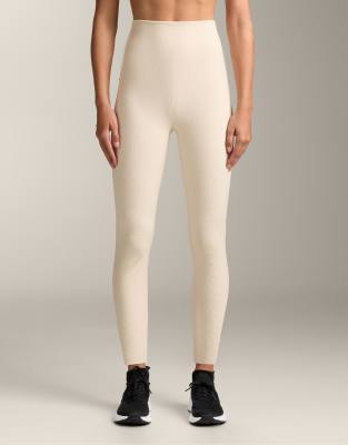 Oysho - Leggings in Elfenbein mit hohem Bund und Waffelstruktur, 65 cm Beininnenlänge-Neutral