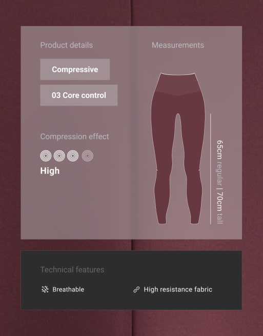 OYSHO leggings med hög midja, kompression och stöd för bålen i ankellängd, vinröd, 6 av 6
