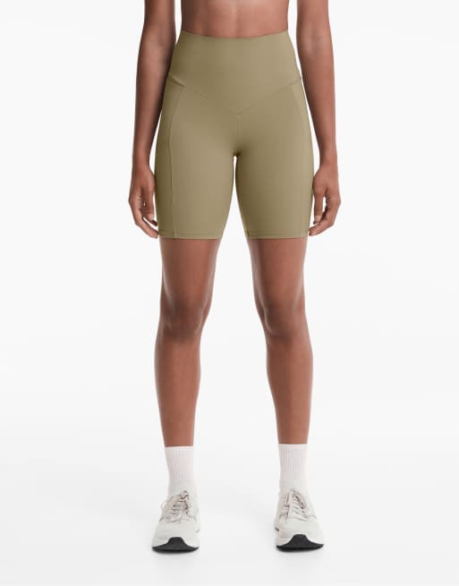 Oysho - Leggings modellanti a vita alta da 20 cm color verde oliva slavato con tasca