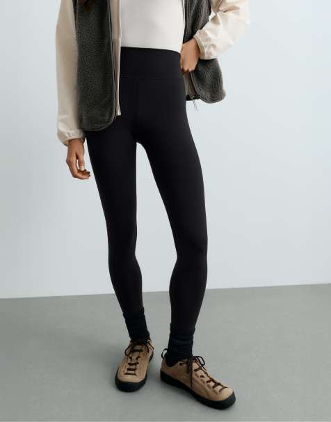 OYSHO leggings sans coutures longueur cheville taille très haute, extra chauds, noirs - view 1