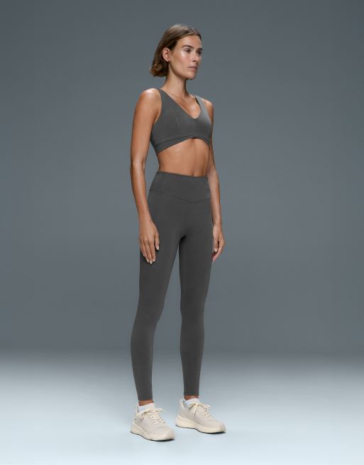 OYSHO leggings taille haute longueur cheville en mélange de coton gris anthracite, 6 de 7