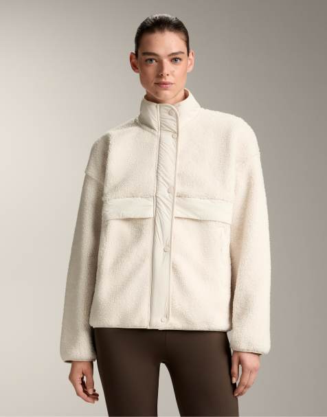 OYSHO – Leichte Bomberjacke aus Lammfellimitat in Ecru - view 1