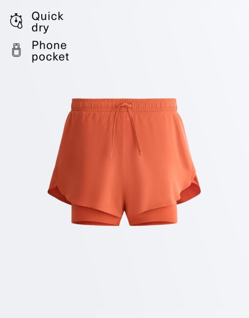 Oysho – Leichte Shorts in Terracotta im 2-in-1-Design, 6 von 7