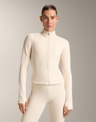 OYSHO - Leichte, warme Jacke aus Funktionsmaterial in Elfenbein-Ecru mit Waffelstruktur-Neutral