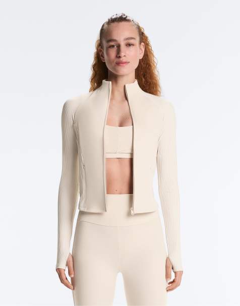 OYSHO – Leichte, warme Jacke aus geripptem Funktionsmaterial in Ecru - view 1