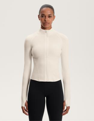 Oysho - Leichte, warme Jacke in blassem Ecru mit Ziernaht-Neutral