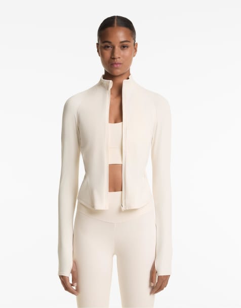 Oysho – Leichte, warme Jacke in blassem Ecru mit Ziernaht - view 1