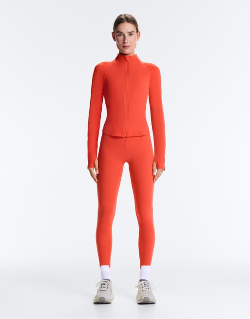 OYSHO – Leichte, warme Jacke in Orange mit Ziernähten, 2 von 4