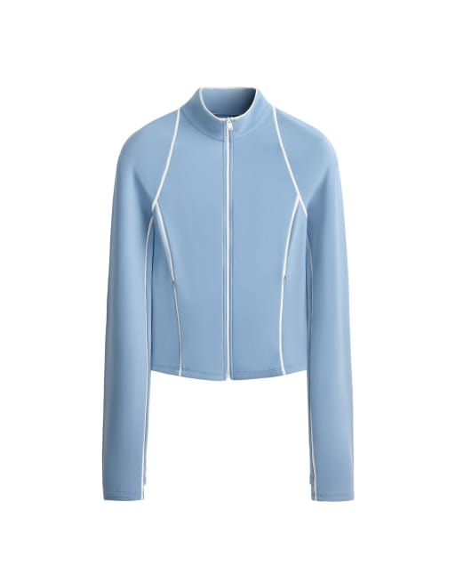 OYSHO leichte warme technische Jacke mit Paspelierung in Blau, 6 von 7