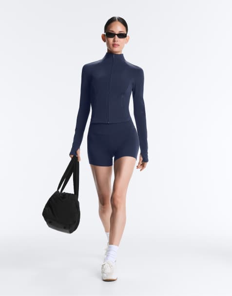 OYSHO leichte, warme technische Jacke mit Rippstruktur in Marineblau - view 1