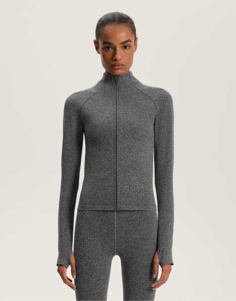 OYSHO – Leichte, warme und nahtlose Funktionsjacke in meliertem Dunkelgrau - view 1