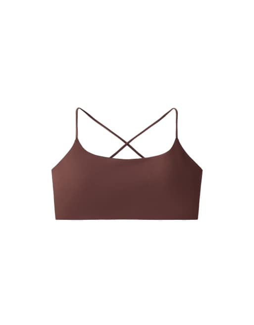 OYSHO Light-support comfortlux cross-back sports bra in brown, 6 of 6