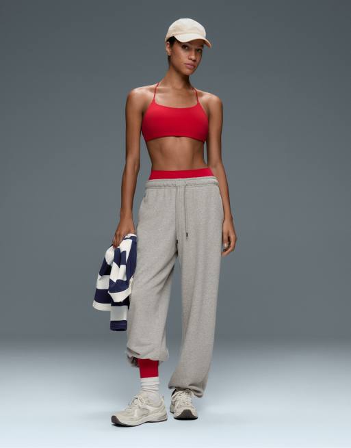 OYSHO Light-support comfortlux cross-back sports bra in red, 5 of 6