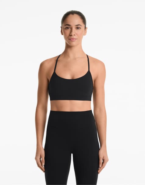 Oysho light support comfortlux sports bra with cups in black - view 1