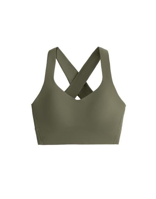 OYSHO – Light Touch – BH in Khaki mit mittlerer Stützfunktion und überkreuzten Rückenträgern, 7 von 7