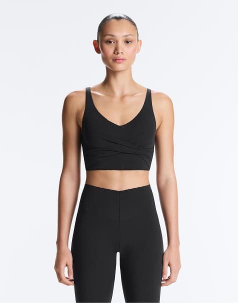 OYSHO Light touch crossover tank top in black - view 1