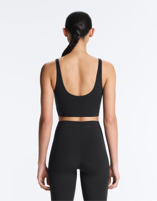 OYSHO Light touch crossover tank top in black, 3 of 4