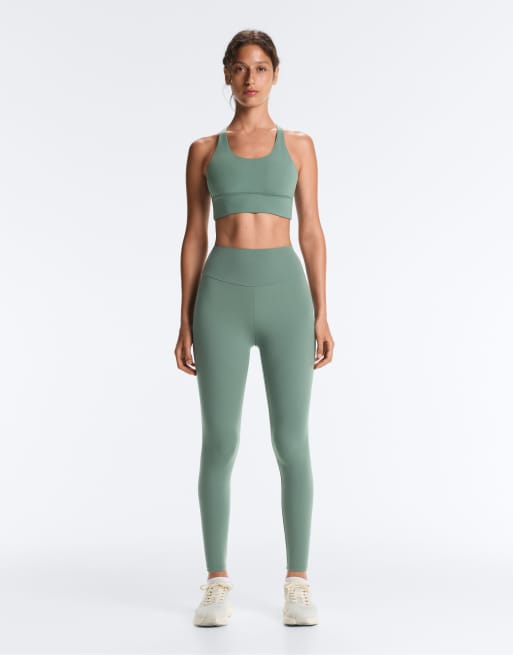 OYSHO Light touch crossover tank top in green, 2 of 7