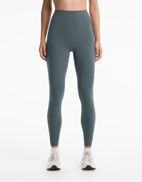 OYSHO Light touch high rise 20cm ankle-length leggings with pockets in anthracite blue - view 1