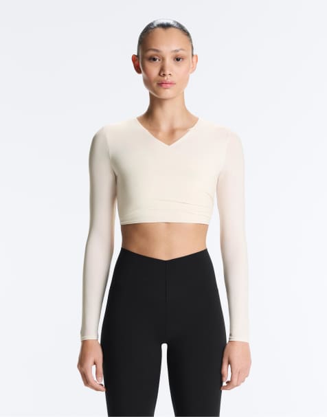 OYSHO – Light Touch – Langärmliges T-Shirt in blassem Ecru - view 1