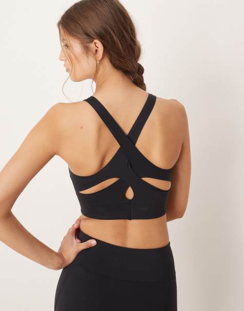 OYSHO Light touch medium-support sports bra in black - view 1