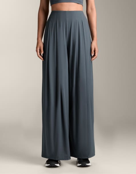 OYSHO Light touch wide-leg trousers in anthracite blue - view 1