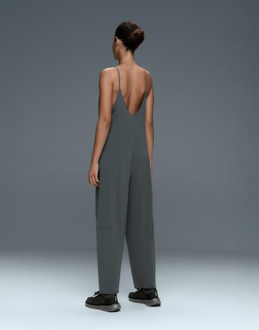 OYSHO Light touch wide long jumpsuit in grey, 2 of 7