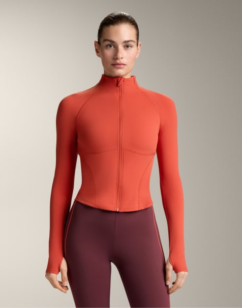 OYSHO Light warm jacket with seams in dark orange - view 1