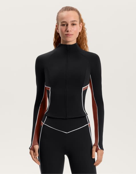 OYSHO Light warm piping technical jacket in black - view 1