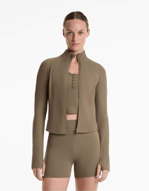 OYSHO Light warm rib technical jacket in grey - view 1