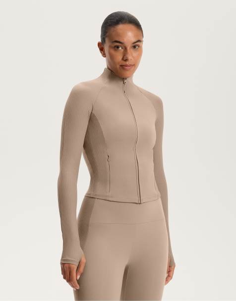 OYSHO Light warm rib technical jacket in mid-mink - view 1