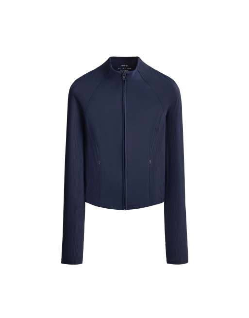 OYSHO Light warm rib technical jacket in navy, 6 of 7
