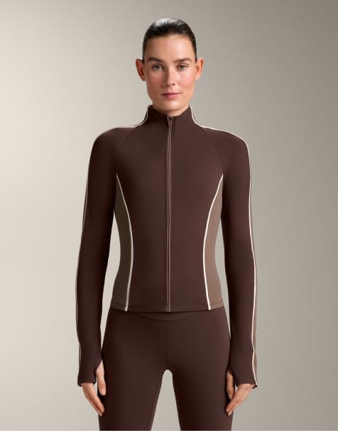 OYSHO Light warm technical jacket in dark brown - view 1