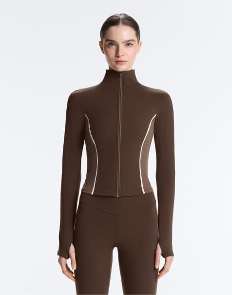 OYSHO Light warm technical jacket in dark brown