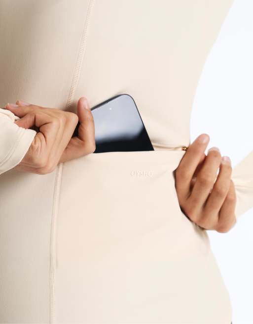 OYSHO Light warm technical jacket with seams in pale ecru, 2 of 4