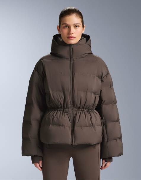 OYSHO Lightweight padded minardi piume ski waterproof down jacket in light brown - view 1