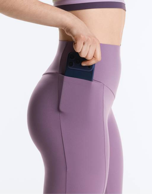 OYSHO – Lila, ankellånga leggings med kompression, hög midja och ficka, 65cm, 2 av 4