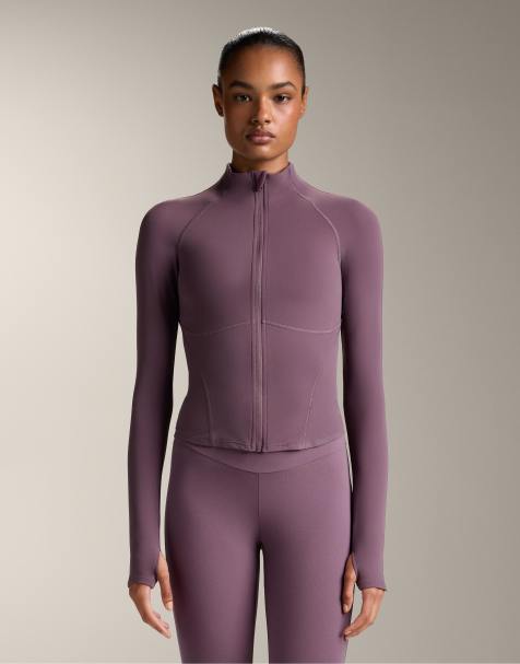 Oysho – Lila, tunn, varmjacka med dekorativa sömmar - view 1