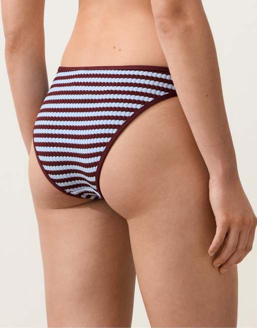 OYSHO - Lilla klassiske bikinitrusser med tekstur og striber, 3 af 4