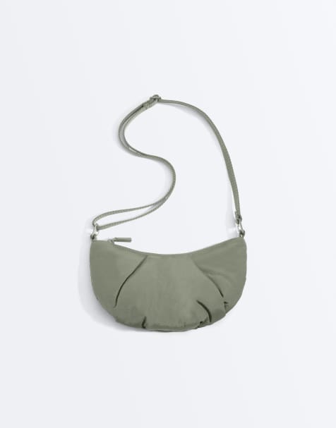 OYSHO - Lille kakifarvet crossbody-taske med vattering - view 1