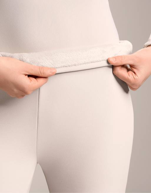 OYSHO – Ljust minkbeige, supervarma bootcut-byxor i seamless-design med hög midja, 4 av 4