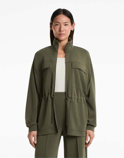 OYSHO Long 4-pocket jacket with soft-touch modal in green