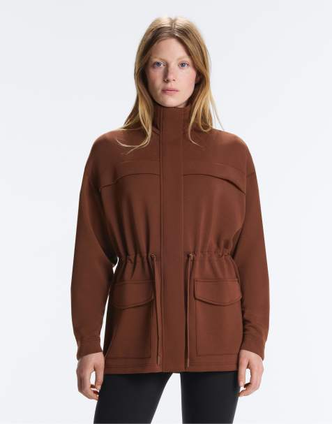 OYSHO Long jacket with modal and soft touch pockets in coffee - view 1