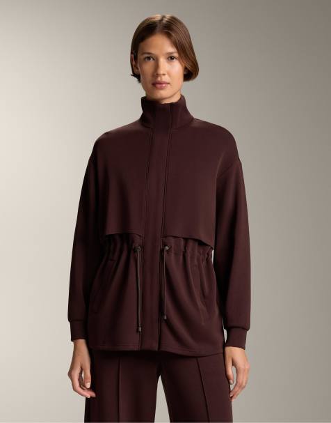 OYSHO Long jacket with soft-touch modal and pockets in brown - view 1