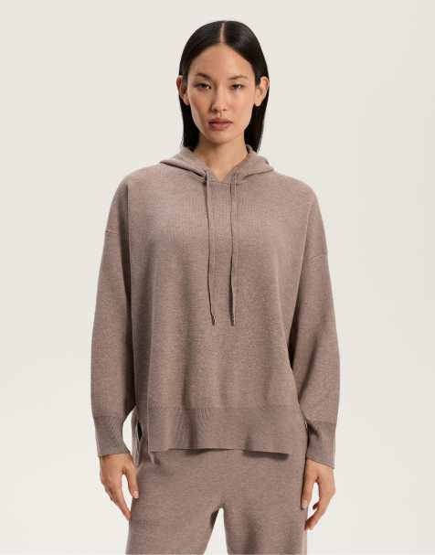 OYSHO Long knit hoodie in grey
