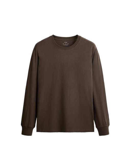 OYSHO Long sleeve oversize t-shirt in brown, 5 of 5