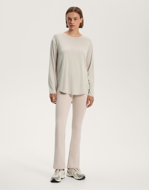 OYSHO Long sleeve t-shirt with back pleat in a modal blend in pale mink - view 1